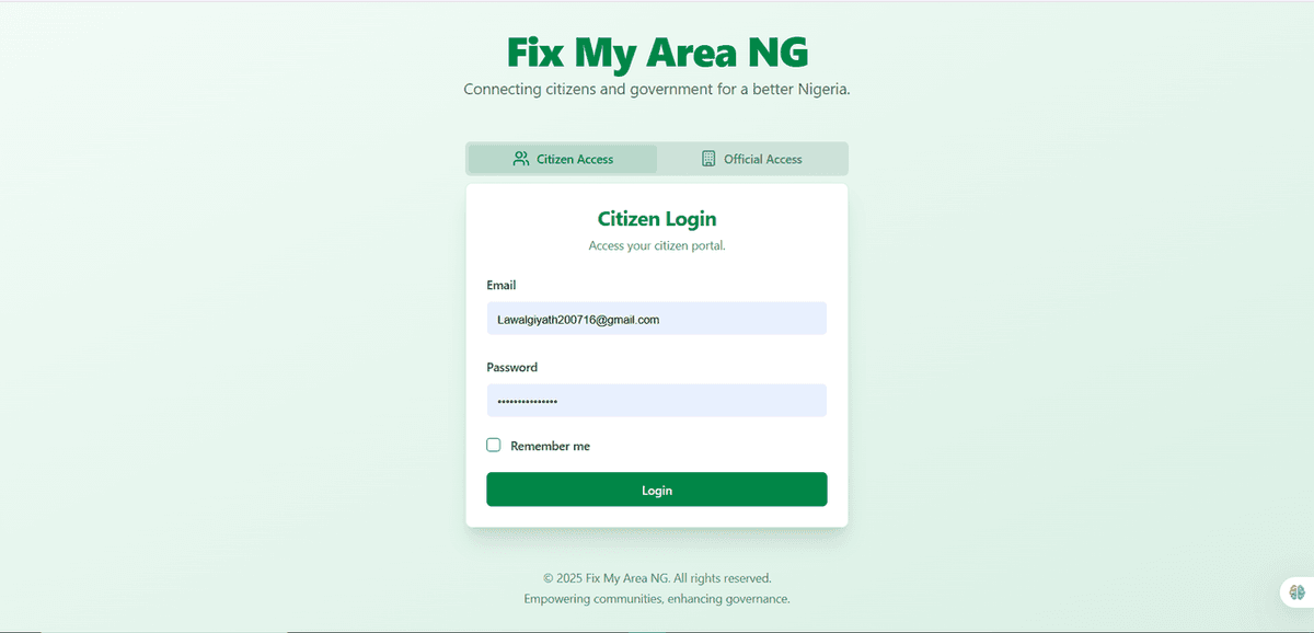 FixMyArea Hackathon App